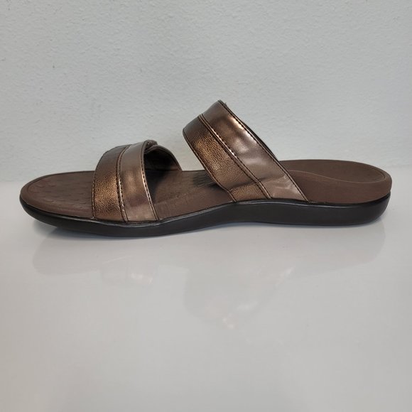 Vionic Shoes - Vionic Shore Metallic Bronze 2 Strap Slip on 9